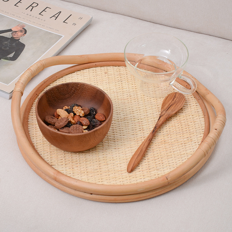 Rattan Tray Handle - Natural Rattan Woven Tray, Storage Handle