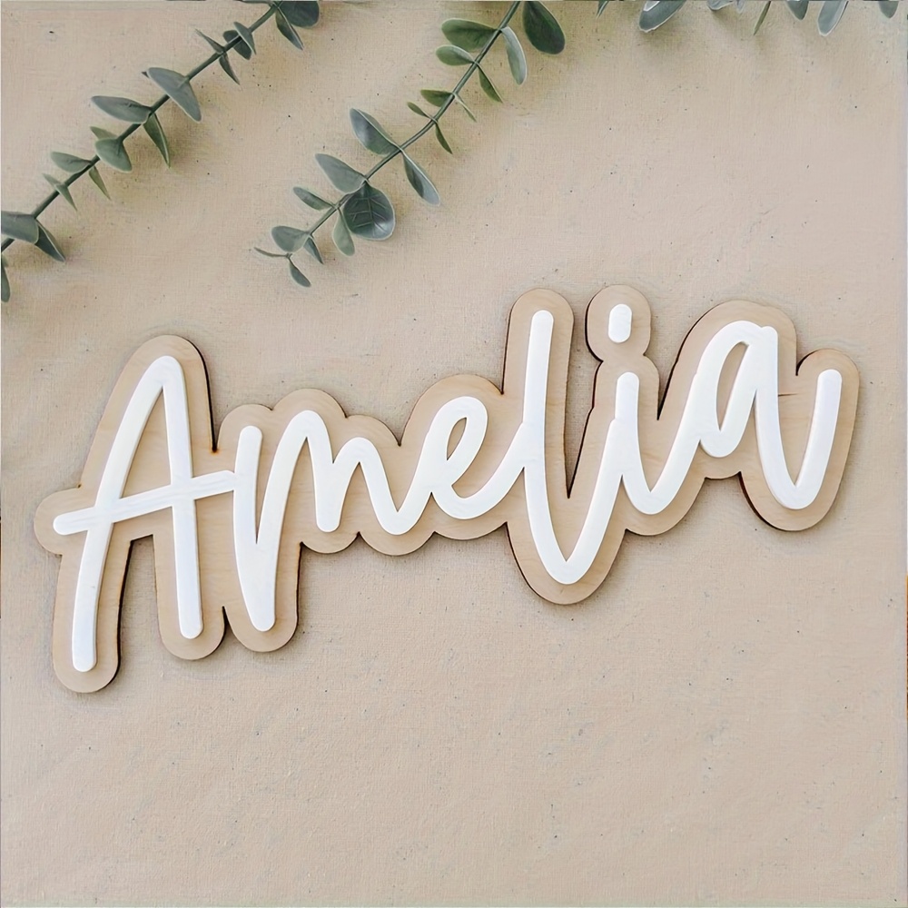 Interior Design Names - Customizable Double-Layered Wooden Name Plaque with