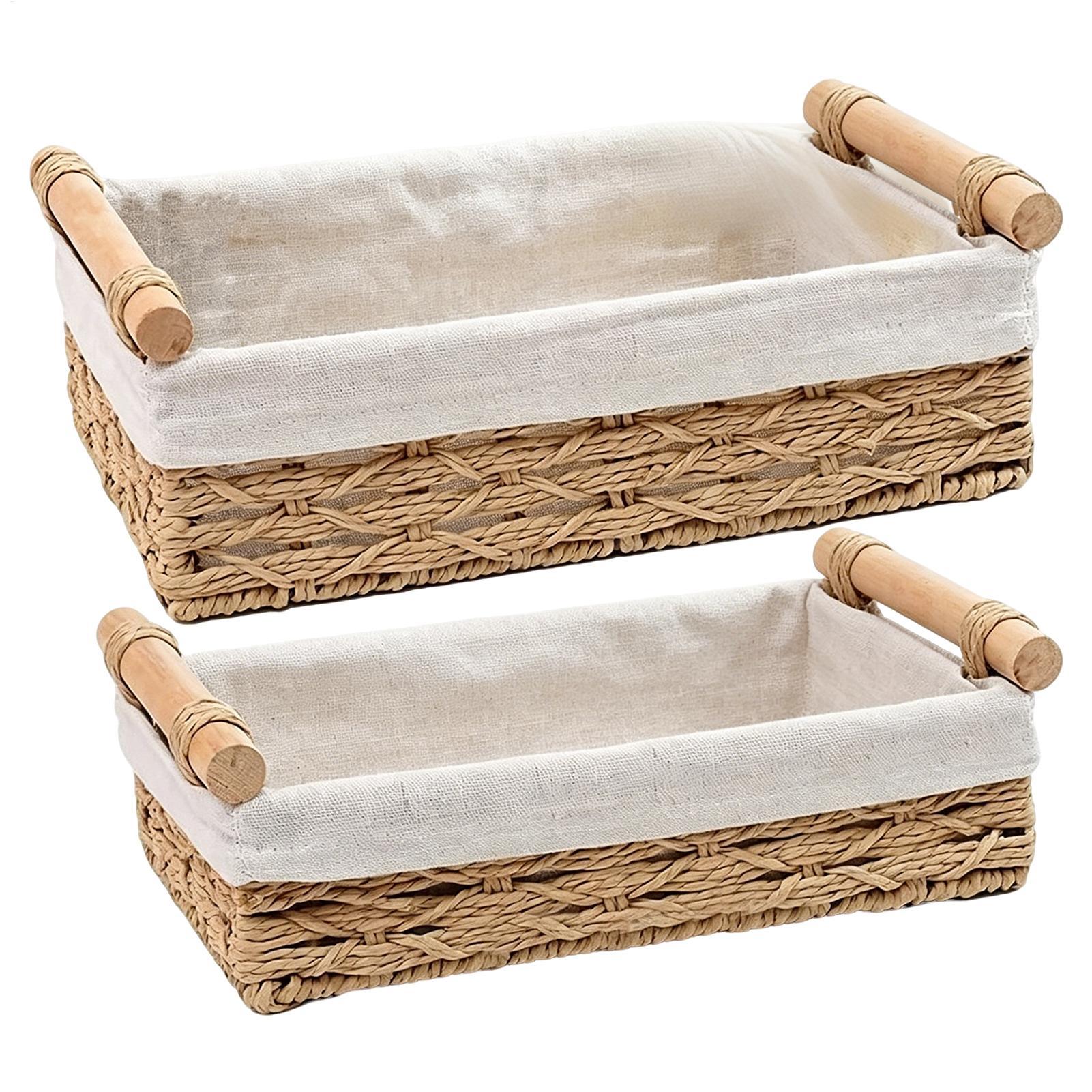 Rattan Tray Handle - Storage Basket with Handles & Liners,