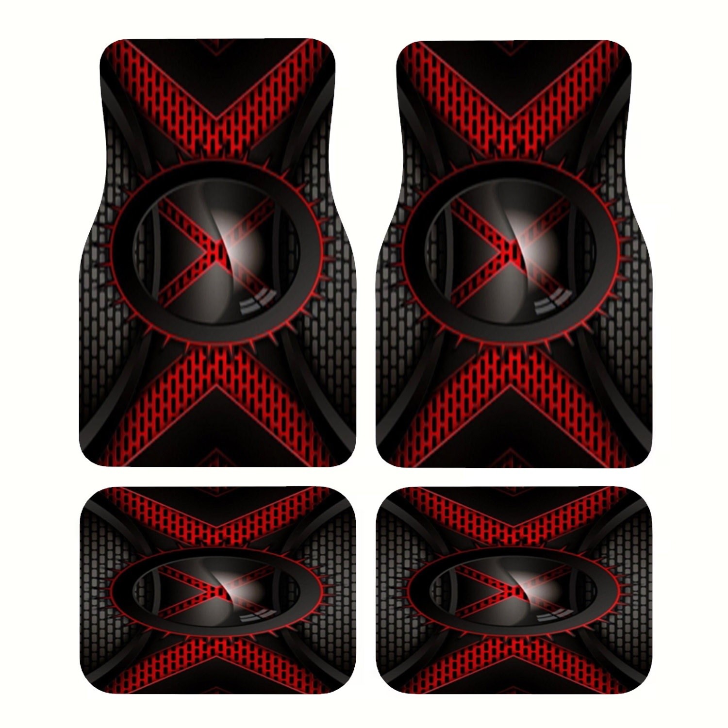 4pcs Car Floor Mats, Black & R - Interior Design Tech ulasan dan harga