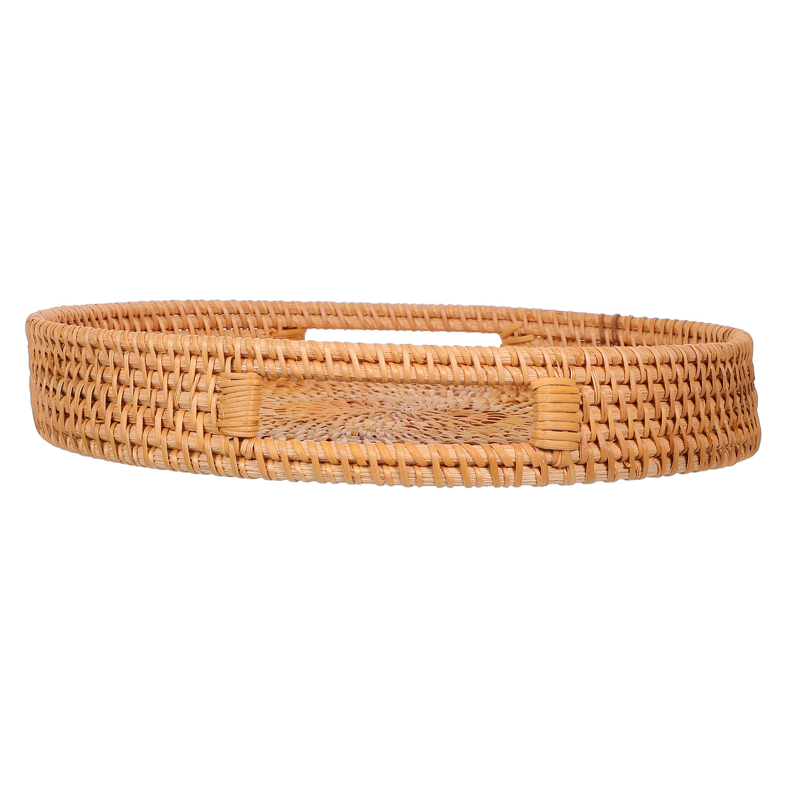 14-Inch Round Rattan Large Ser - Rattan Tray Handle ulasan dan harga