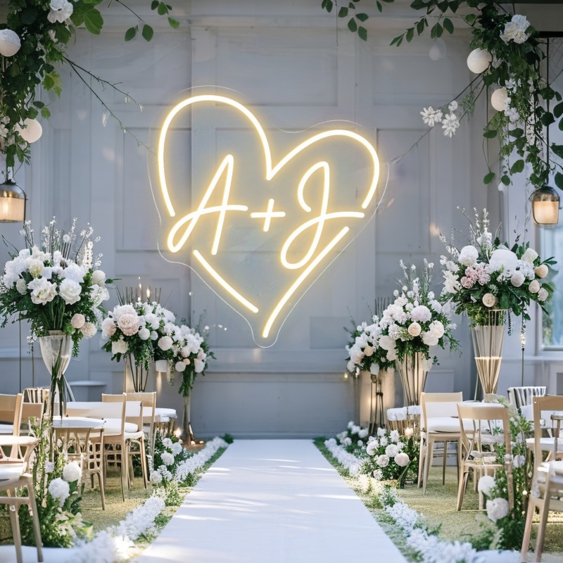 Custom Initials Heart LED Neon - Interior Design Names ulasan dan harga