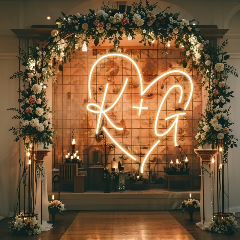 Custom Initials Heart LED Neon - Interior Design Names ulasan dan harga