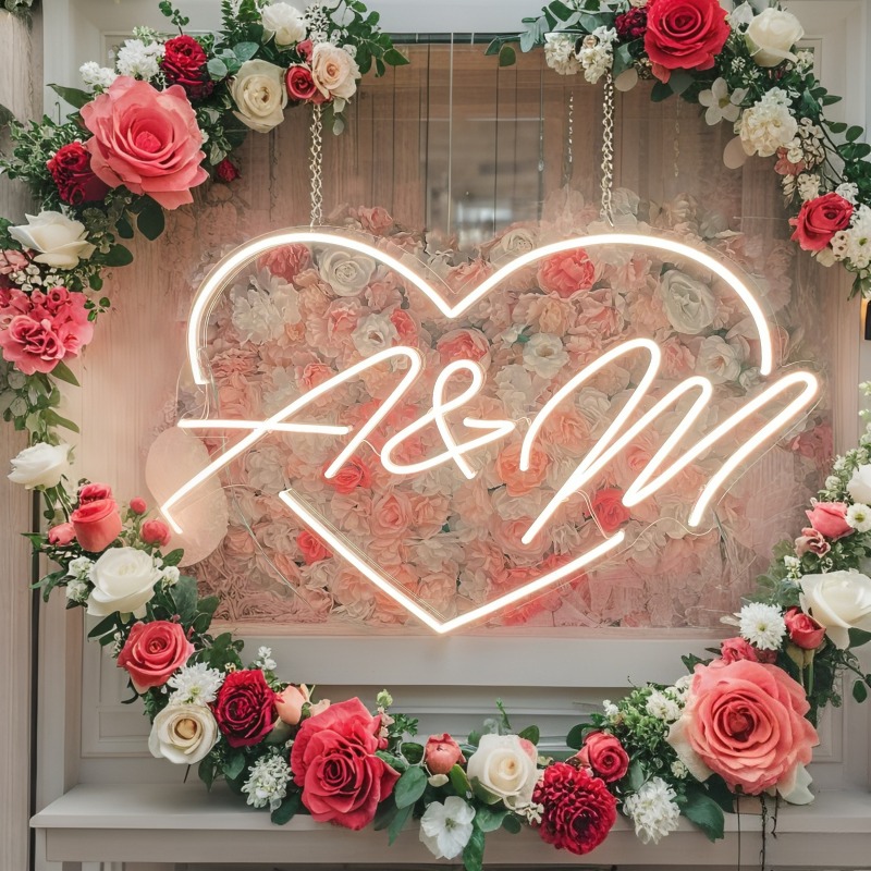 Custom Initials Heart LED Neon - Interior Design Names ulasan dan harga