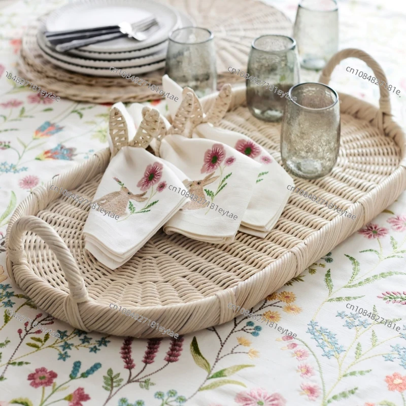 Rattan Decor Tray, Handmade Wo - Rattan Tray Handle ulasan dan harga