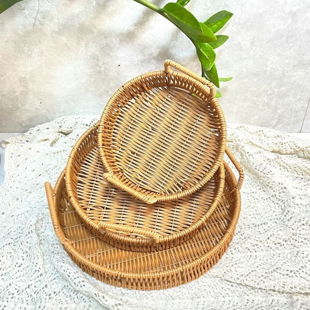 Large Capacity Imitation Ratta - Rattan Tray Handle ulasan dan harga