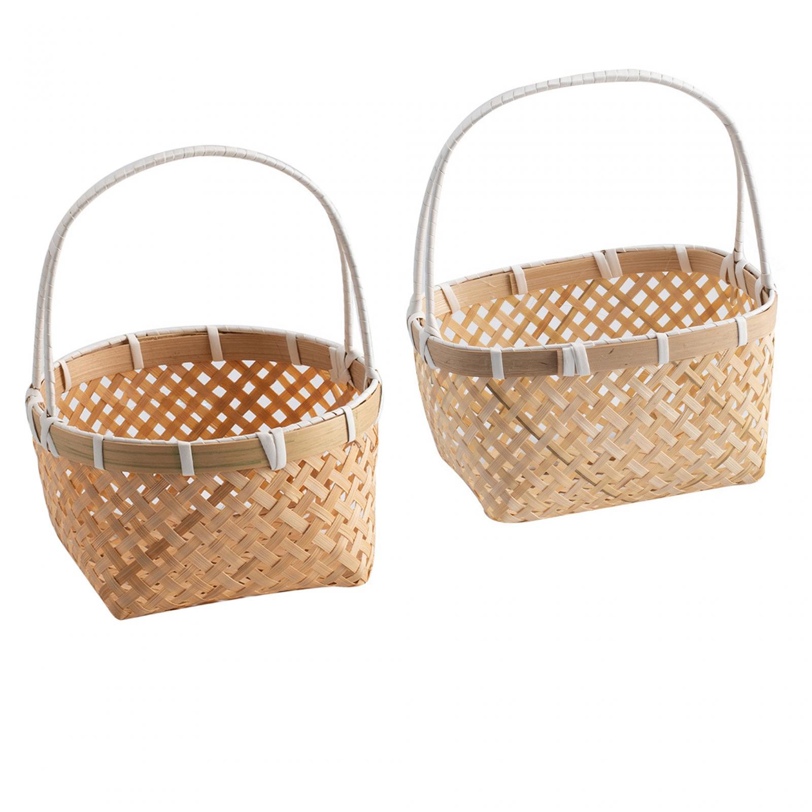 Multipurpose Woven Basket with - Rattan Tray Handle ulasan dan harga
